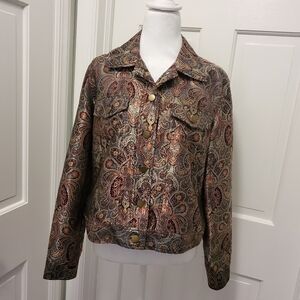 Spenser Jeremy Goldtone Paisley Print Lightweight Jacket Size Medium